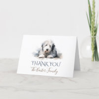 Oud Engels Sheepdog Waterverf Dank u kaart