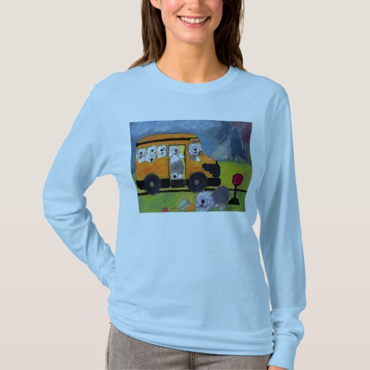 Oud Engels Sheepdog Wigglebottom School Bus T-shirt (Voorkant)