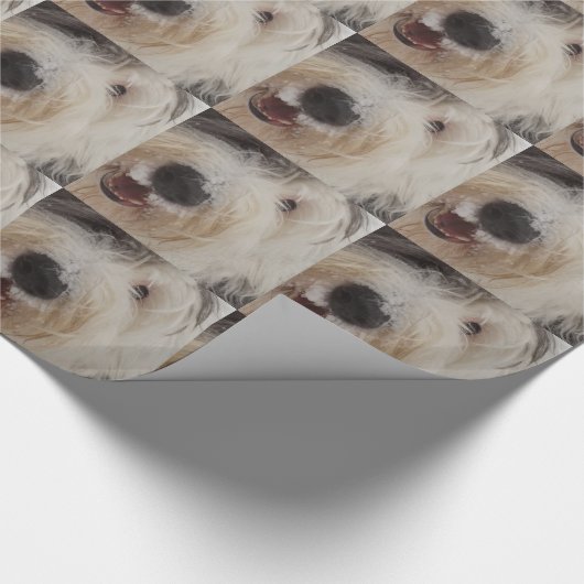 Oud Engels Sheepdog Wrapping Paper - Snow Face Cadeaupapier (Hoek)