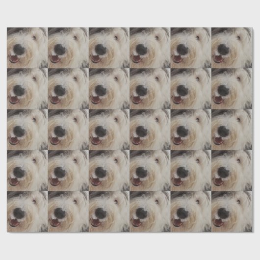 Oud Engels Sheepdog Wrapping Paper - Snow Face Cadeaupapier (Vlak)