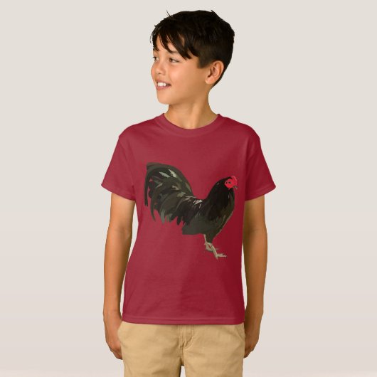 Oud Engels spel Bantam Rooster, Black T-Shirt (Voorkant volledig)