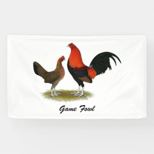 Oud Engels Spel Bantams:  Het Rode Paar van BB Spandoek