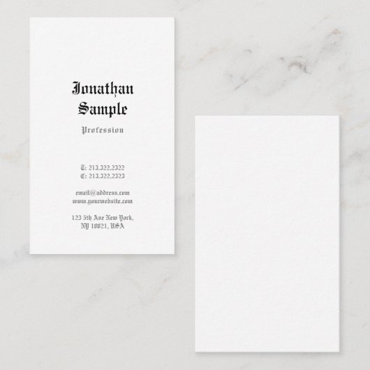 Oud Engels Tekst Nostalgische Classic Look Sjabloo Visitekaartje (Voorkant / Achterkant)