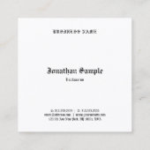 Oud Engels Tekst Zwart Wit Nostalgische Sjabloon Vierkante Visitekaartje (Achterkant)