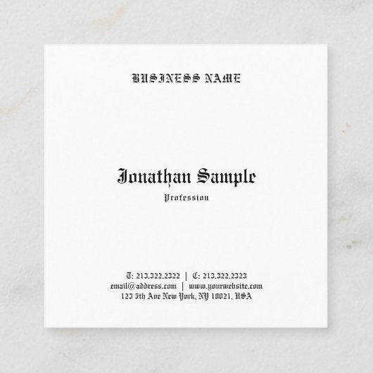 Oud Engels Tekst Zwart Wit Nostalgische Sjabloon Vierkante Visitekaartje (Achterkant)