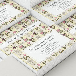 Oud Engels Tuin Gele Stripes Floral Visitekaartje