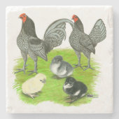 Oud-Engelse Blauwe Spelfamilie Stenen Onderzetter (Voorkant)