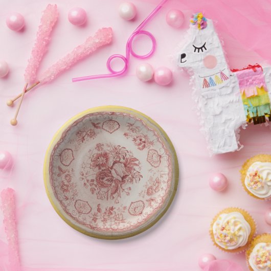 Oud Engelse bloemmotief keramiek uitziend als vint Papieren Bordje (Feest)