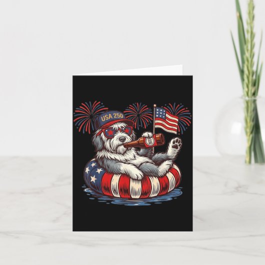 Oud-Engelse herdershond 250e patriottische Amerika Kaart (Voorkant)