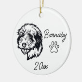 Oud-Engelse herdershond Aangepaste naam en jaartal Keramisch Ornament (Links)