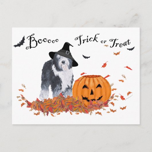 Oud-Engelse herdershond Halloween Briefkaart (Voorkant)