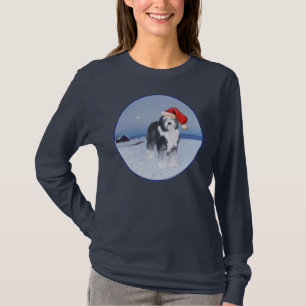 Oud-Engelse herdershond Kerstman hoed T-shirt