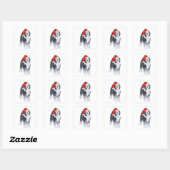 Oud-Engelse herdershond Kerstman hoed Vierkante Sticker (Vel)