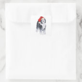 Oud-Engelse herdershond Kerstman hoed Vierkante Sticker (Tas)