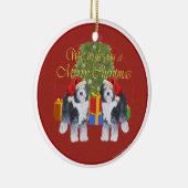 Oud-Engelse herdershond Kerstmis Keramisch Ornament (Rechts)