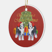 Oud-Engelse herdershond Kerstmis Keramisch Ornament (Links)