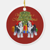 Oud-Engelse herdershond Kerstmis Keramisch Ornament (Achterkant)