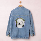 Oud-Engelse-herdershond-puppy-schilderij - honden Denim Jacket (Hangar)