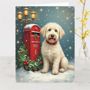 Oud-Engelse herdershond Vintage Kerst Postkaart Kaart
