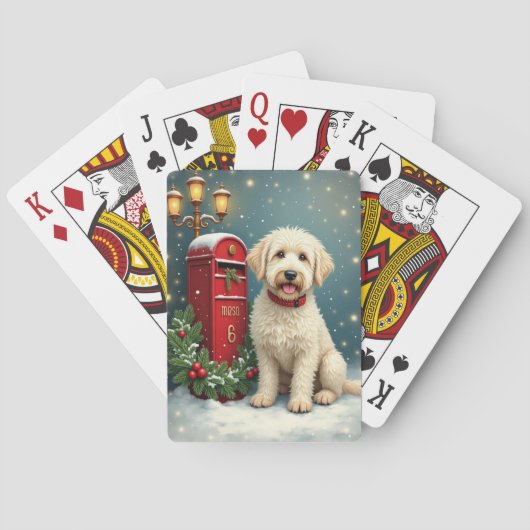 Oud-Engelse herdershond Vintage Kerst Postkaart Pokerkaarten (Achterkant)