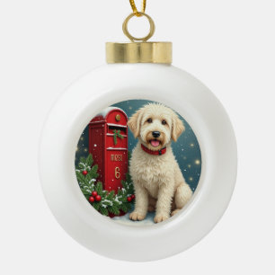 Oud-Engelse herdershond Vintage kerstkaart Keramische Bal Ornament