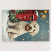 Oud-Engelse herdershond Vintage kerstkaart Legpuzzel (Horizontaal)