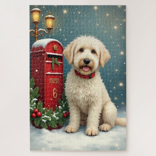 Oud-Engelse herdershond Vintage kerstkaart Legpuzzel (Verticaal)