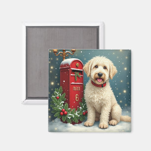 Oud-Engelse herdershond Vintage kerstkaart Magneet