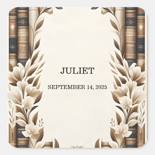 Oud-Engelse Retro Boekclub Hoesje Bruidsmeisjesfee Vierkante Sticker (Voorkant)