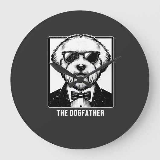 Oud-Engelse Schaapshond De Hondenvader Tuxedo Cool Grote Klok (Voorkant)