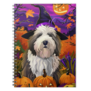 Oud-Engelse Schaapshond Halloween Heks Pompoen Notitieboek