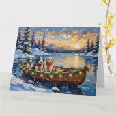 Oud-Engelse Schaapshond Kerstboot Vakantie Kaart (Gele Bloem)