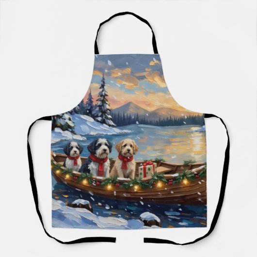 Oud-Engelse Schaapshond Kerstboot Vakantie Schort (Voorkant)