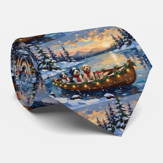 Oud-Engelse Schaapshond Kerstboot Vakantie Stropdas (Opgerold)