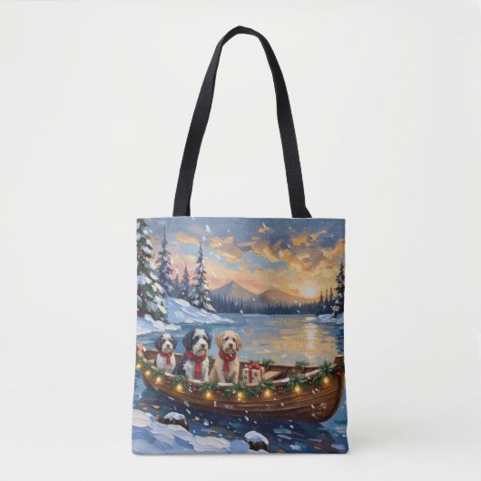 Oud-Engelse Schaapshond Kerstboot Vakantie Tote Bag (Voorkant)