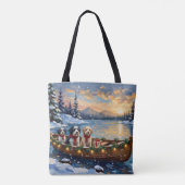 Oud-Engelse Schaapshond Kerstboot Vakantie Tote Bag (Achterkant)