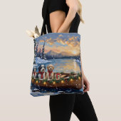Oud-Engelse Schaapshond Kerstboot Vakantie Tote Bag (Dichtbij)