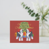 Oud-Engelse schaapshond Kerstmis Feestdagenkaart (Staand voorkant)