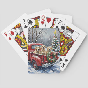 Oud-Engelse Schaapshond Kerstmis Rode Truck Vakant Pokerkaarten