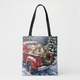 Oud-Engelse Schaapshond Kerstmis Rode Truck Vakant Tote Bag