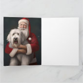 Oud-Engelse Schaapshond met Kerstman Feestelijk Kaart (Binnen)
