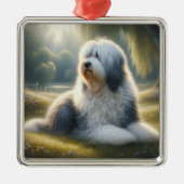 Oud-Engelse Schaapshond Metalen Ornament (Voorkant)
