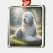 Oud-Engelse Schaapshond Metalen Ornament (Links)