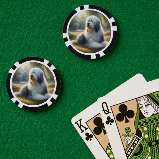 Oud-Engelse Schaapshond Poker Chips (Pokertafel (Dubbel))