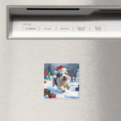 Oud-Engelse Schaapshond Rent in Sneeuw Kerstmuts Magneet (Insitu (Vaatwasser))