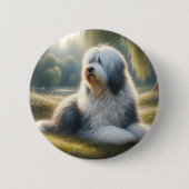 Oud-Engelse Schaapshond Ronde Button 5,7 Cm (Voorkant)