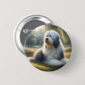 Oud-Engelse Schaapshond Ronde Button 5,7 Cm (Voorkant /achterkant)