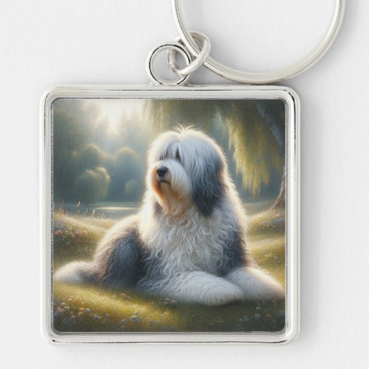 Oud-Engelse Schaapshond Sleutelhanger (Voorkant)