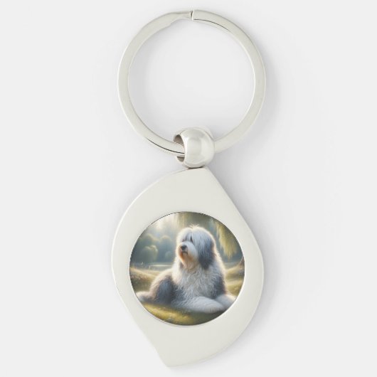 Oud-Engelse Schaapshond Sleutelhanger (Voorkant)