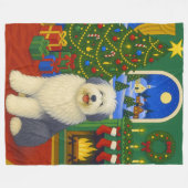 Oud-Engelse Schaapshond Vakantie Fleece Deken (Voorkant (Horizontaal))